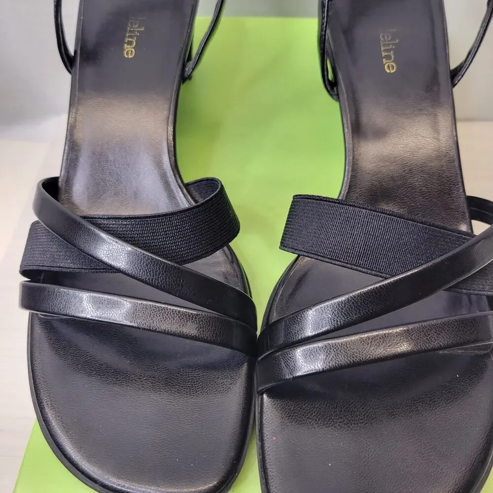 Madeline Stuart Scrabble Black Strappy Heeled Sandals, 9